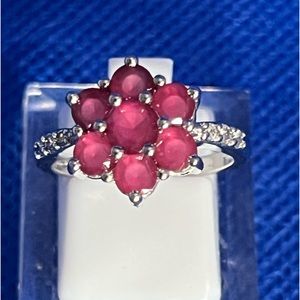 Simulated Ruby / Sterling Silver Ring